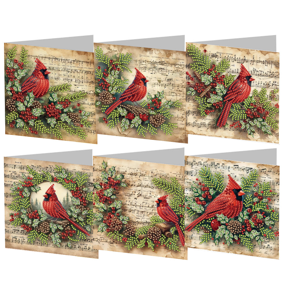 6Pcs Christmas Elk Diamond Handmade Card Diamond Daily Wish Card for Adults Kids