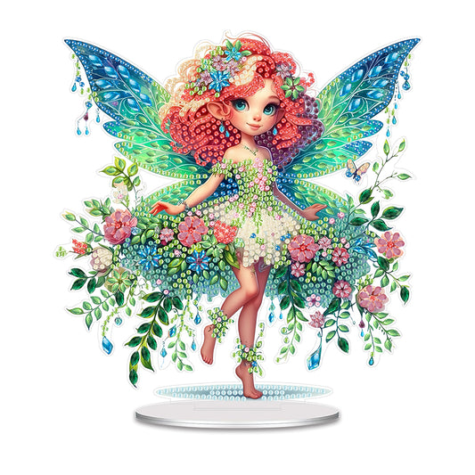 2pcs DIY Diamond Painting Hanging Pendant Green Butterfly Fairy Desktop Decor