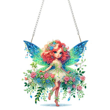 Load image into Gallery viewer, 2pcs DIY Diamond Painting Hanging Pendant Green Butterfly Fairy Desktop Decor
