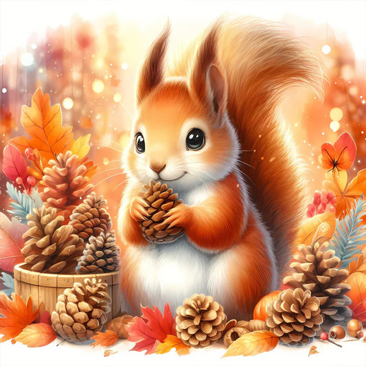Diamond Painting - Full Round - Autumn squirrel (40*40CM)