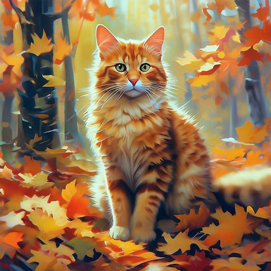 Diamond Painting - Full Round - Autumn cat (40*40CM)