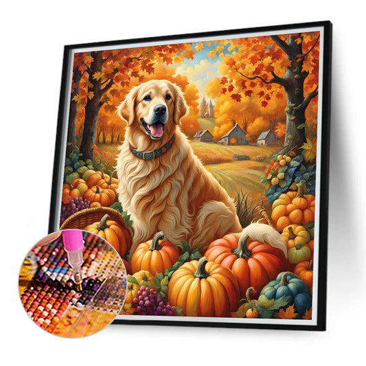 Diamond Painting - Full Round - Autumn dog (40*40CM)