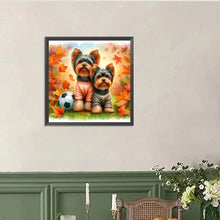 Load image into Gallery viewer, Diamond Painting - Full Round - Autumn Yorkshire terrier dog (40*40CM)
