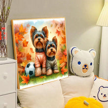 Load image into Gallery viewer, Diamond Painting - Full Round - Autumn Yorkshire terrier dog (40*40CM)
