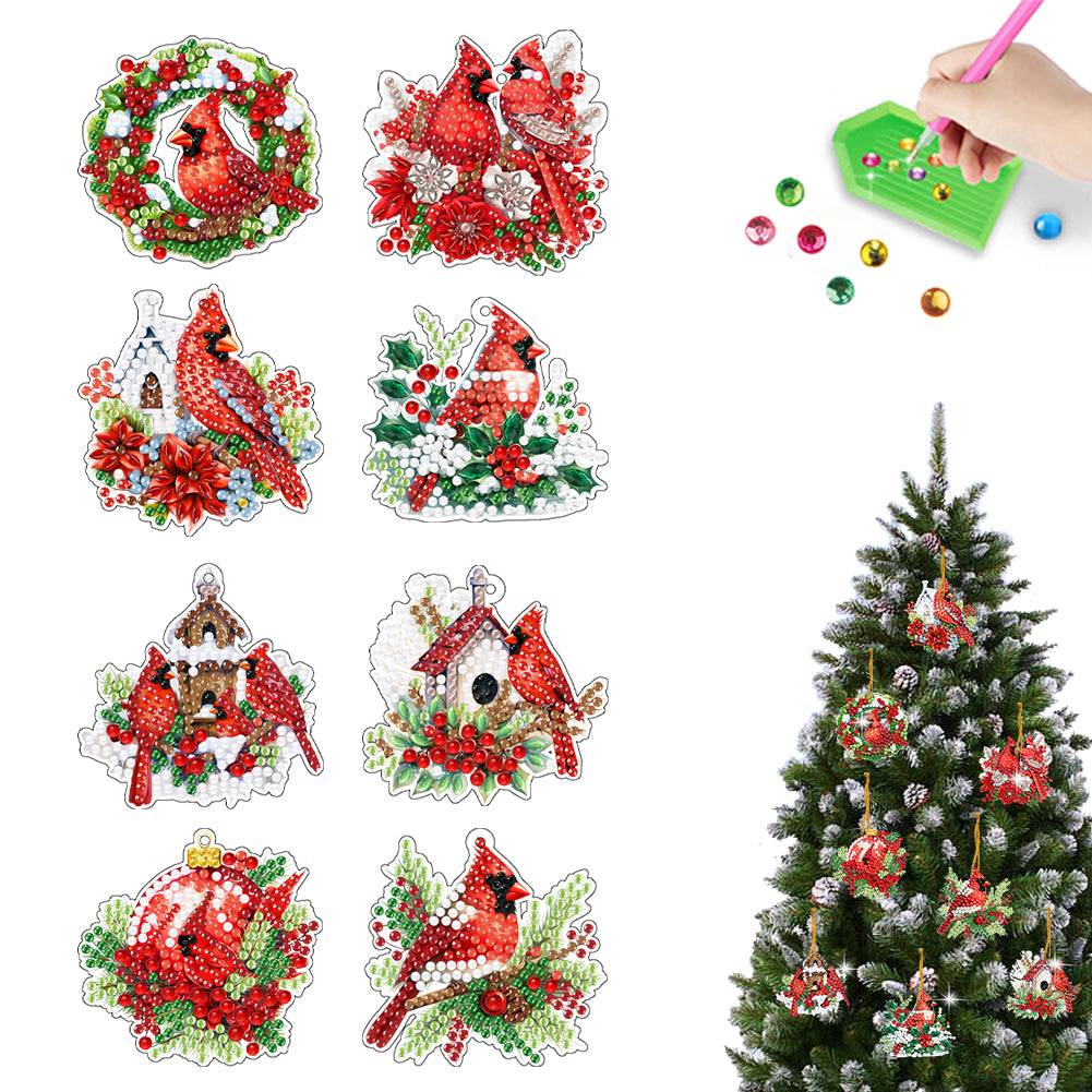8Pcs Christmas Diamond Painting Christmas Tree Pendant Christmas Tree Decoration