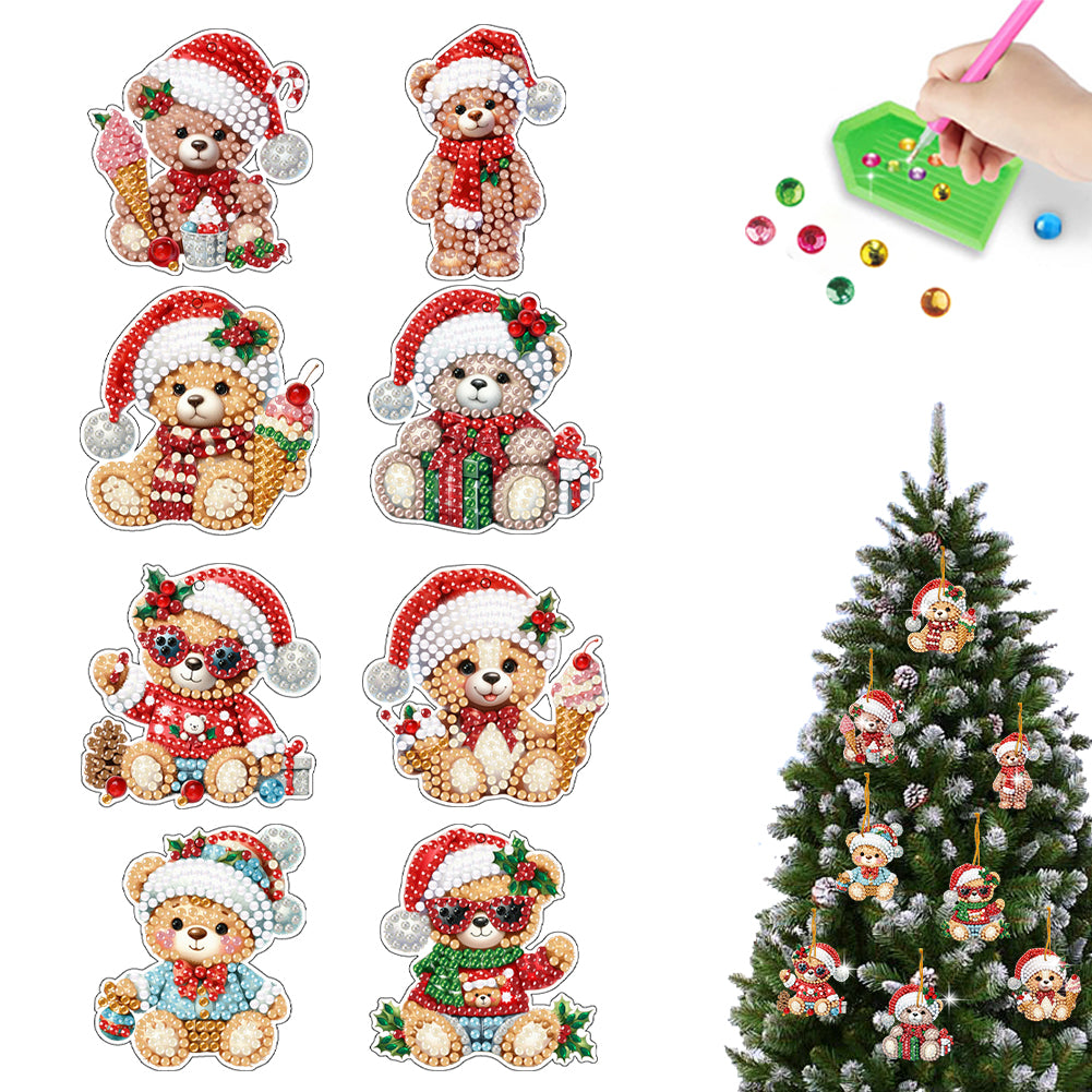 8Pcs Christmas Diamond Painting Christmas Tree Pendant Christmas Tree Decoration