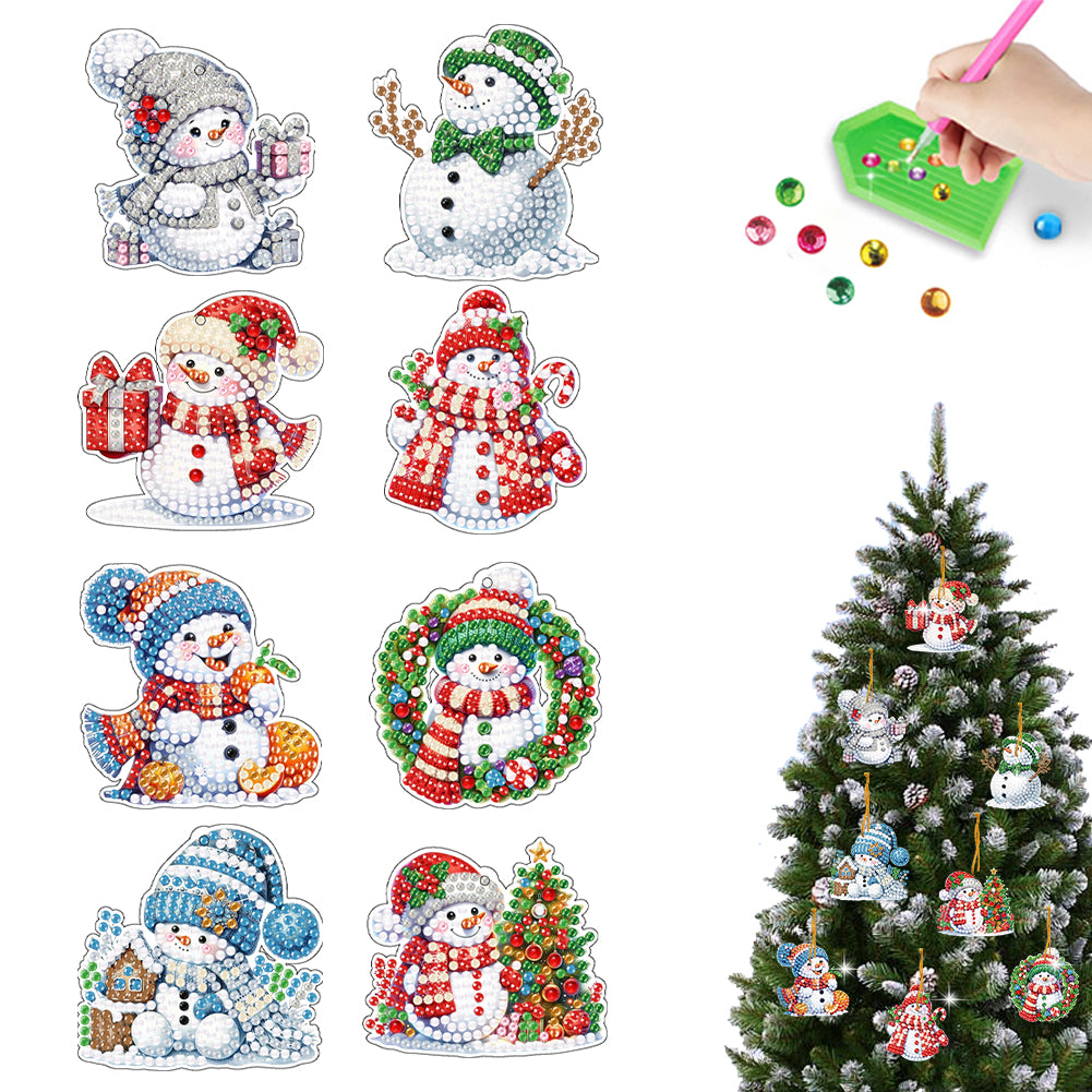 8Pcs Christmas Diamond Painting Christmas Tree Pendant Christmas Tree Decoration