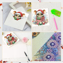 Load image into Gallery viewer, 6Pcs Xmas Mouse Yak Diamond Painting Greeting Card Diamond Handmade Card
