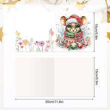 Load image into Gallery viewer, 6Pcs Xmas Mouse Yak Diamond Painting Greeting Card Diamond Handmade Card
