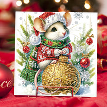 Load image into Gallery viewer, 6Pcs Xmas Mouse Yak Diamond Painting Greeting Card Diamond Handmade Card
