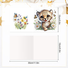 Load image into Gallery viewer, 6Pcs Flower Leopard Monkey Diamond Painting Greeting Card Diamond Handmade Card
