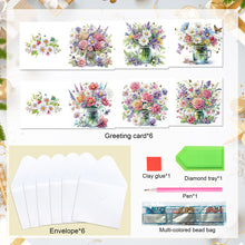 Load image into Gallery viewer, 6Pcs Bouquet Diamond Painting Greeting Card Diamond Handmade Card for Friends
