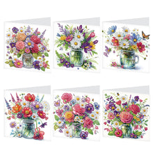 Load image into Gallery viewer, 6Pcs Bouquet Diamond Painting Greeting Card Diamond Handmade Card for Friends
