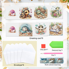 Load image into Gallery viewer, 6Pcs Sea Turtle Diamond Painting Greeting Card Diamond Handmade Card for Friends

