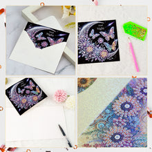 Load image into Gallery viewer, 6Pcs Moon Butterfly Diamond Painting Greeting Card Diamond Handmade Card
