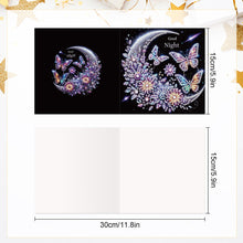 Load image into Gallery viewer, 6Pcs Moon Butterfly Diamond Painting Greeting Card Diamond Handmade Card
