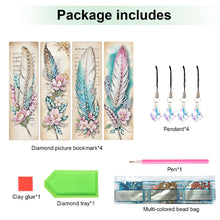 Load image into Gallery viewer, 4Pcs Special Shape Feather 5D DIY Diamond Painting Bookmark for Reading Day Gift
