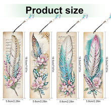 Load image into Gallery viewer, 4Pcs Special Shape Feather 5D DIY Diamond Painting Bookmark for Reading Day Gift
