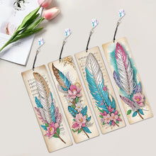 Load image into Gallery viewer, 4Pcs Special Shape Feather 5D DIY Diamond Painting Bookmark for Reading Day Gift

