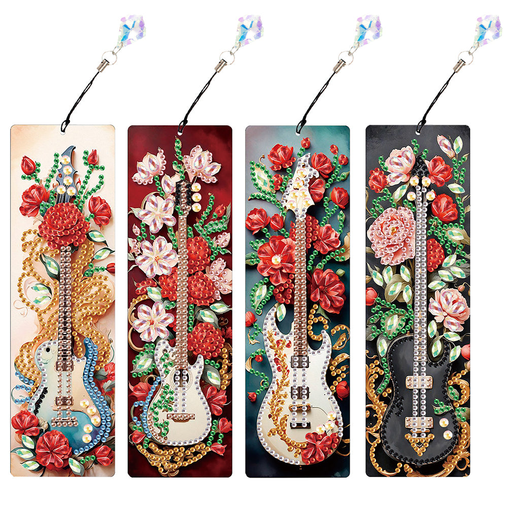 4Pcs Special Shape Feather 5D DIY Diamond Painting Bookmark for Reading Day Gift