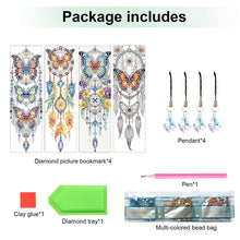 Load image into Gallery viewer, 4Pcs Special Shape Feather 5D DIY Diamond Painting Bookmark for Reading Day Gift
