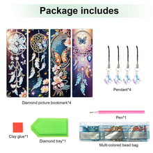 Load image into Gallery viewer, 4Pcs Special Shape Feather 5D DIY Diamond Painting Bookmark for Reading Day Gift
