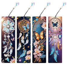 Load image into Gallery viewer, 4Pcs Special Shape Feather 5D DIY Diamond Painting Bookmark for Reading Day Gift
