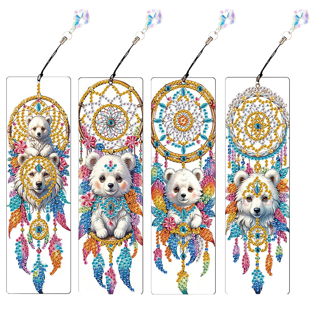 4Pcs Special Shape Feather 5D DIY Diamond Painting Bookmark for Reading Day Gift