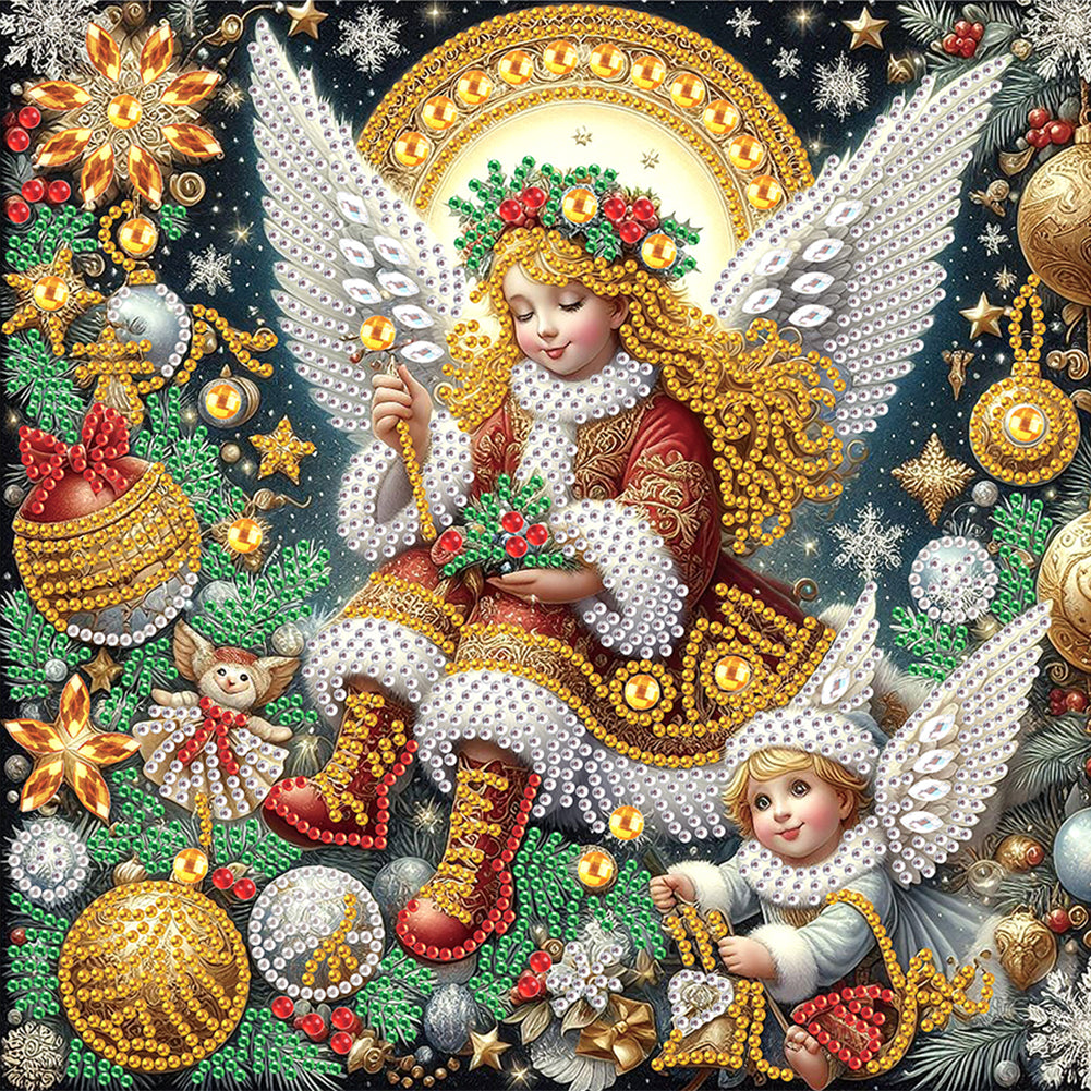 Diamond Painting - Partial Special Shaped - Christmas Atmosphere Angel (30*30CM)