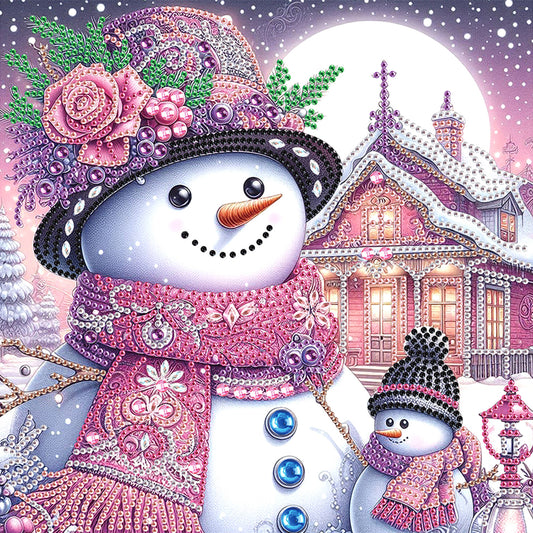 Diamond Painting - Partial Special Shaped - Christmas Atmosphere Snowman (30*30CM)
