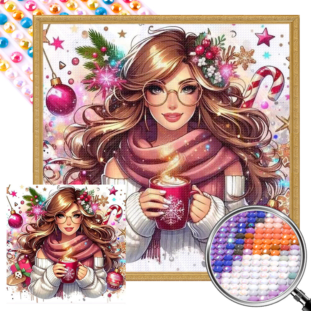 AB Diamond Painting - Full Round - Christmas Girl (40*40CM)
