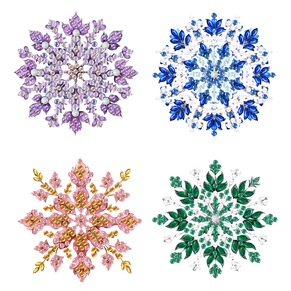 4Pcs Acrylic Special Shaped Snowflake Diamond Art Brooch Jewelry Kit for Girls