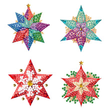 Load image into Gallery viewer, 4Pcs Acrylic Special Shaped Christmas Star 5D DIY Diamond Art Brooch Jewelry Kit

