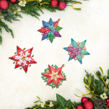 Load image into Gallery viewer, 4Pcs Acrylic Special Shaped Christmas Star 5D DIY Diamond Art Brooch Jewelry Kit
