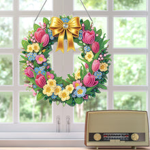 Load image into Gallery viewer, Acrylic Special Shaped Tulip Wreath DIY Diamond Painting Hanging Ornaments Kit
