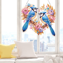 Load image into Gallery viewer, Acrylic Special Shaped Heart Blue Bird Diamond Painting Hanging Ornaments Kit
