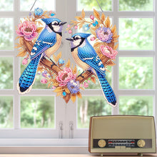 Load image into Gallery viewer, Acrylic Special Shaped Heart Blue Bird Diamond Painting Hanging Ornaments Kit
