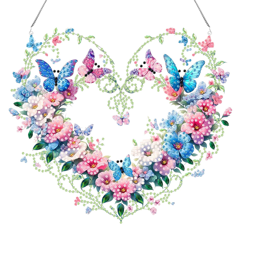 Acrylic Special Shaped Heart Butterfly Diamond Painting Hanging Ornaments Kit