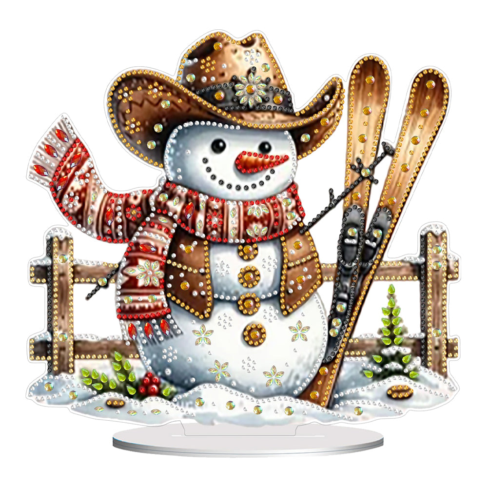 Acrylic Christmas Snowman Desktop Diamond Art Kits Rhinestones Desktop Ornaments