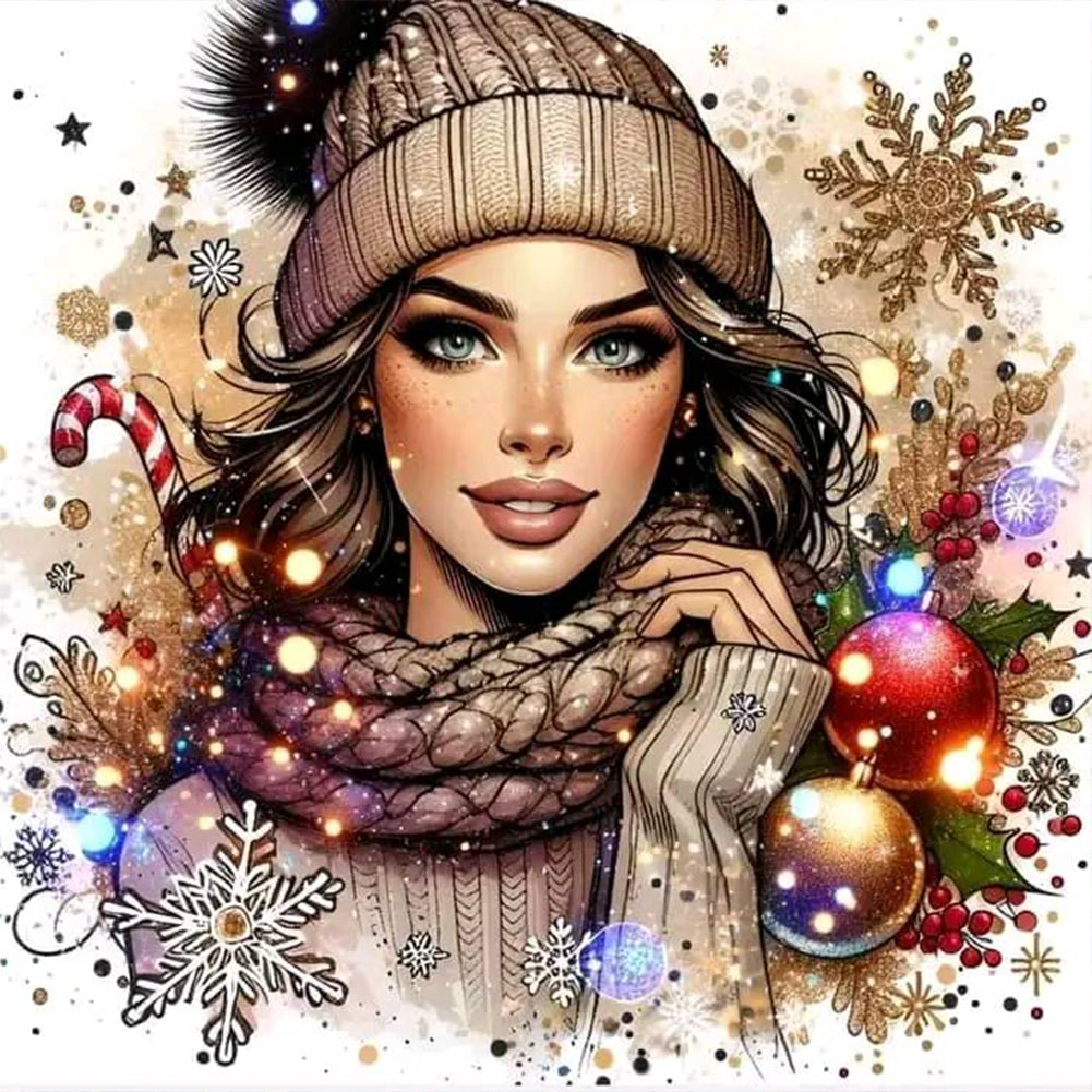 Diamond Painting - Full Round - Christmas Girl (40*40CM)
