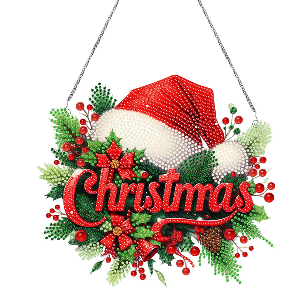 Christmas Acrylic Special Shape Santa Claus 5D DIY Diamond Painting Dots Pendant