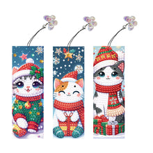 Load image into Gallery viewer, 3Pcs Christmas Special Shape Cat Diamond Painting Bookmark for Reading Day Gift
