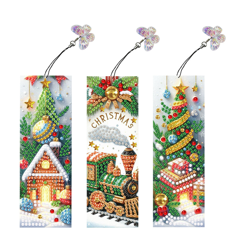 3Pcs Christmas Special Shape Cat Diamond Painting Bookmark for Reading Day Gift