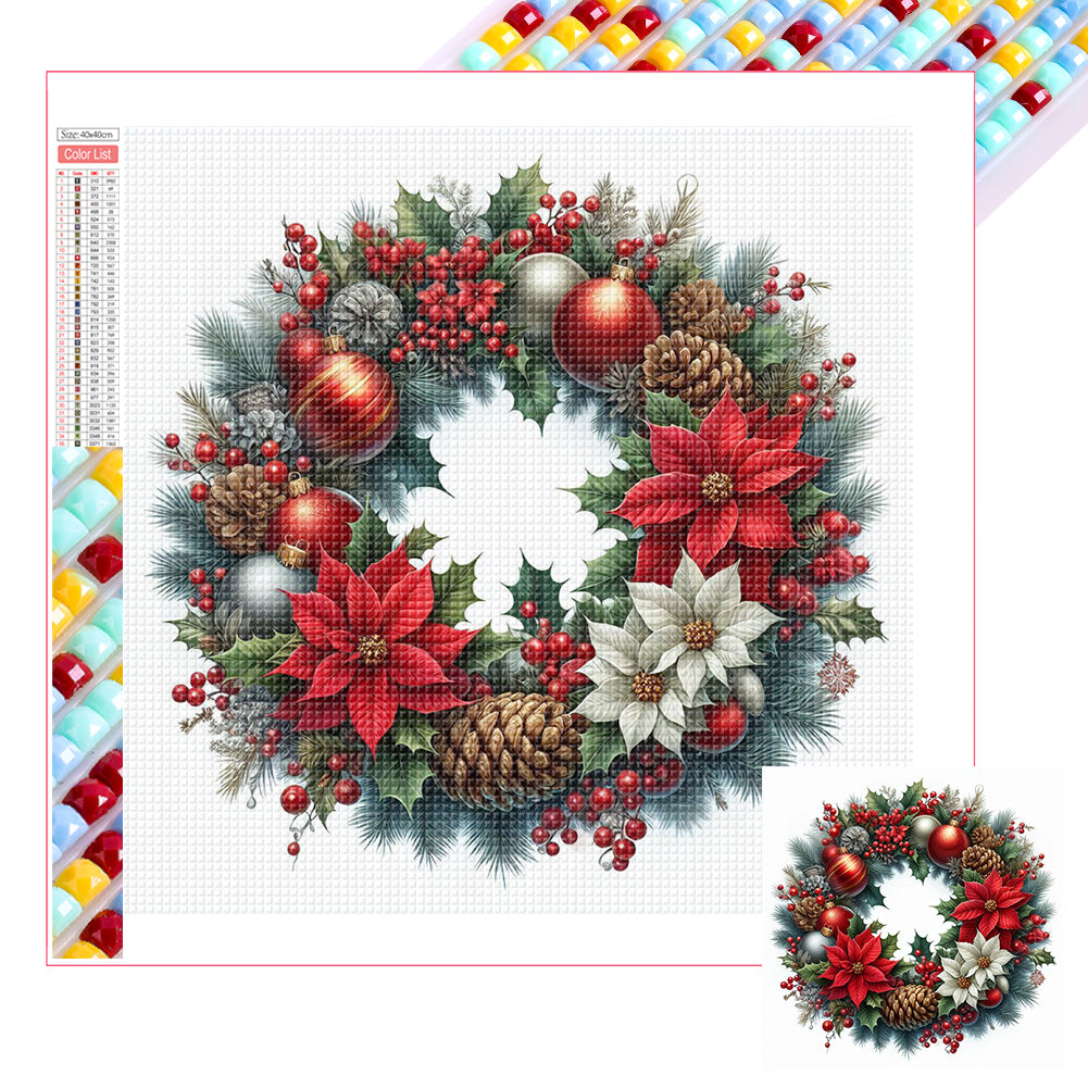 Diamond Painting - Full Square - Christmas wreath (30*30CM)