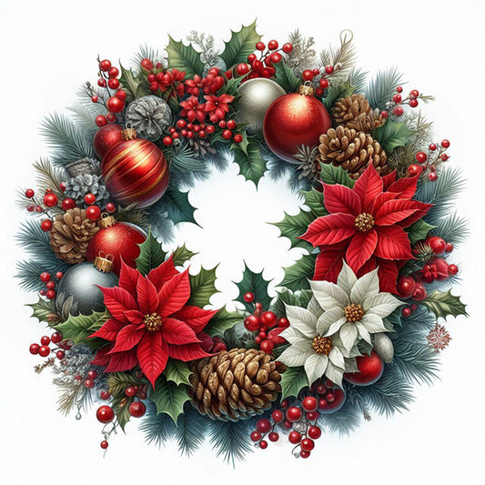 Diamond Painting - Full Square - Christmas wreath (30*30CM)