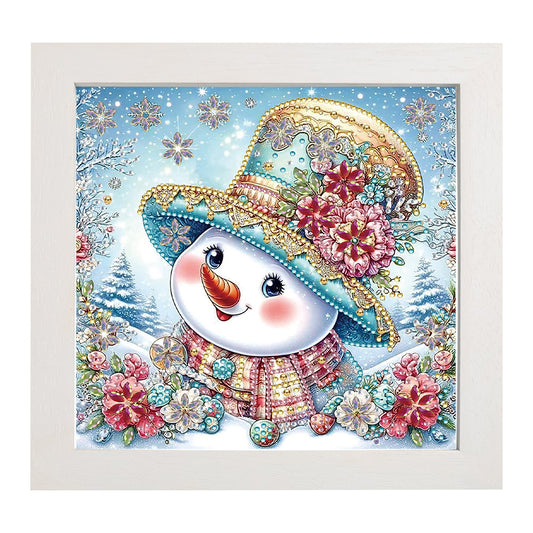 Diamond Painting - Partial Special Shaped - Christmas snowman with framed (19.2*19.2CM)