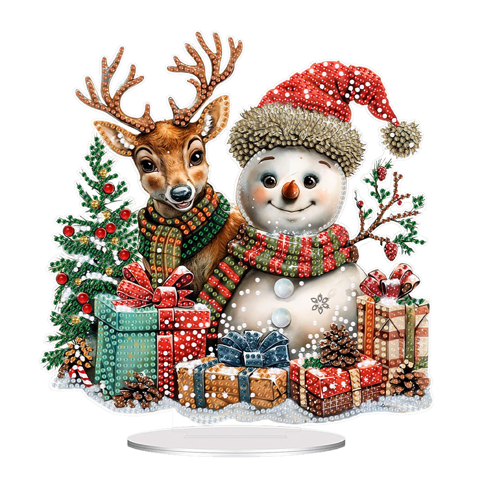 Acrylic Special Shape Christmas Elk and Snowman Diamond Painting Desktop Decors