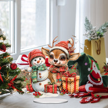 Load image into Gallery viewer, Acrylic Special Shape Christmas Elk and Snowman Diamond Painting Desktop Decors
