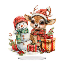 Load image into Gallery viewer, Acrylic Special Shape Christmas Elk and Snowman Diamond Painting Desktop Decors
