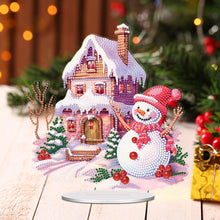 Load image into Gallery viewer, Acrylic Special Shape Christmas Snowman &amp; House Diamond Painting Desktop Decors
